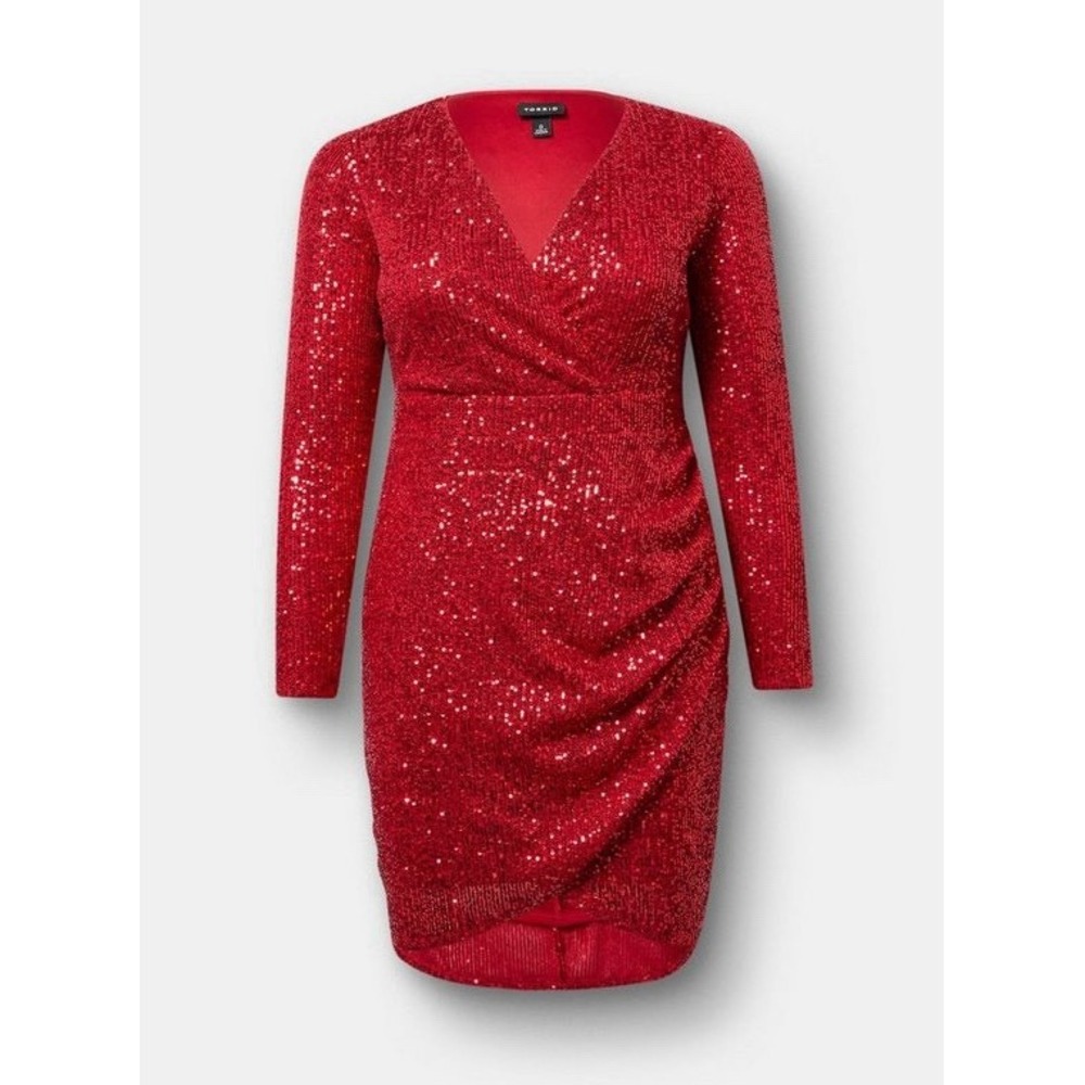 Torrid Dress 3x Red Sequin Holiday Party Feminine Romantic Date Night Elegant